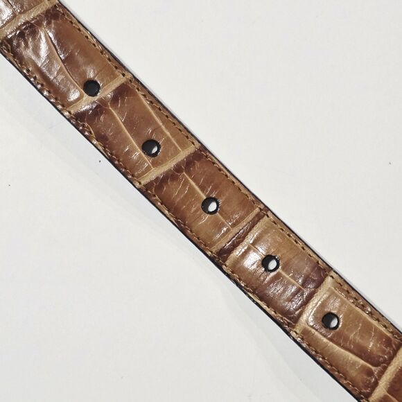 Vintage Brighton Belt Black Brown Reversible Crocodile Leather L 34 #43102 EUC main image 14